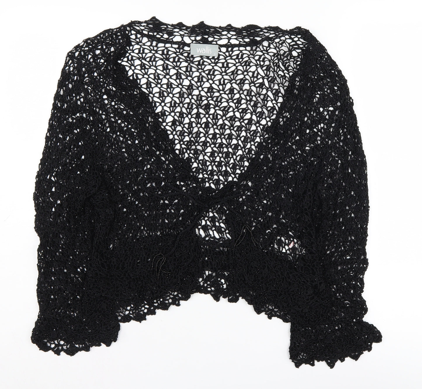 Wallis Women's Black Shrug V-Neck L Open-Knit