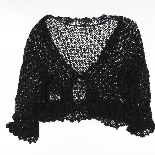 Wallis Women's Black Shrug V-Neck L Open-Knit