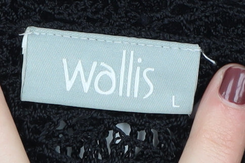 Wallis Women's Black Shrug V-Neck L Open-Knit