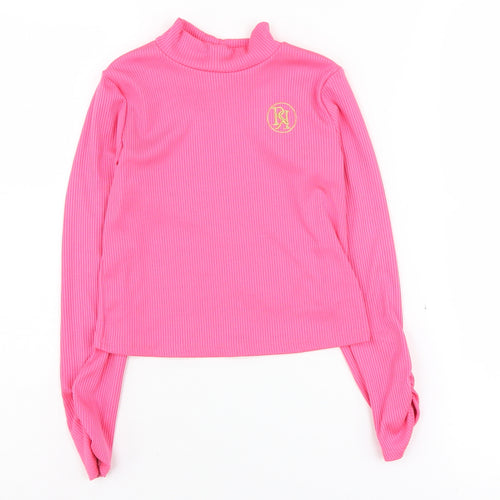River Island Girls Pink Pullover Top 7-8 Years Casual Knit