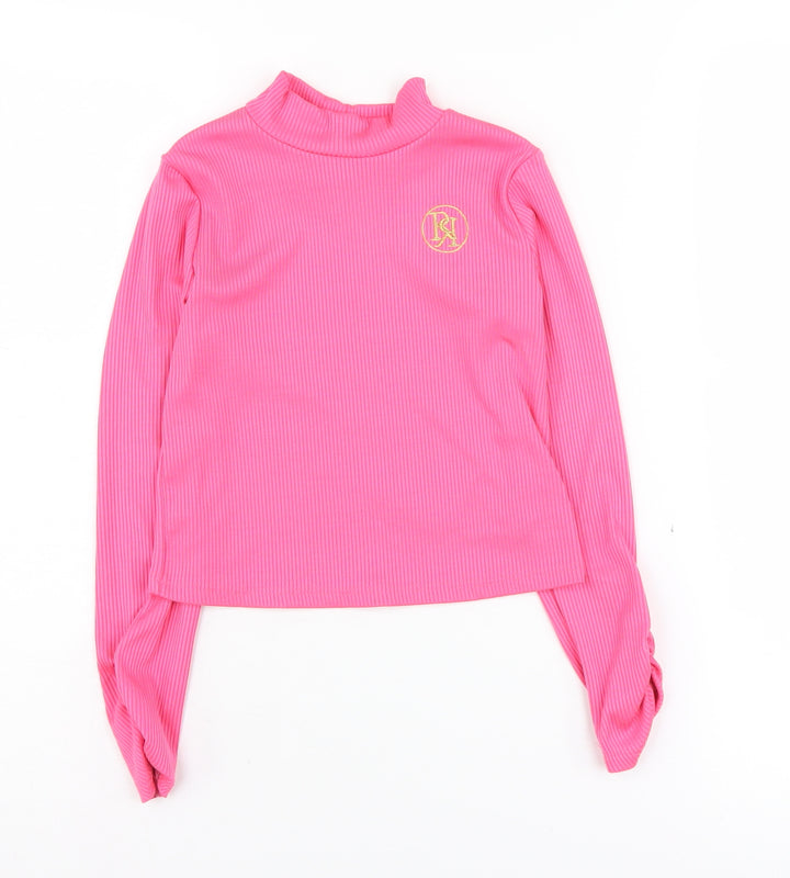 River Island Girls Pink Pullover Top 7-8 Years Casual Knit