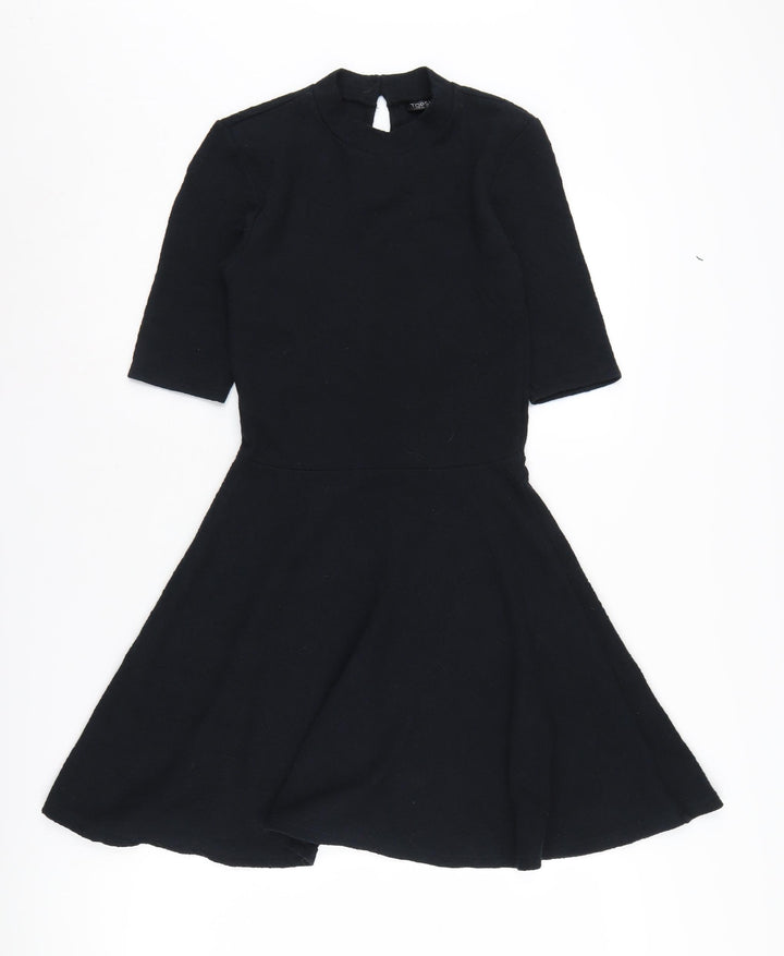 Topshop Women's Black Fit & Flare Dress Size 8