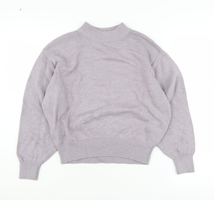 H&M Women's Purple Mock Neck Pullover Jumper XS
