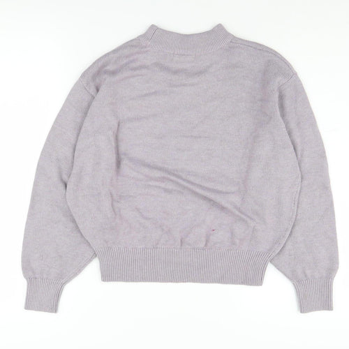 H&M Women's Purple Mock Neck Pullover Jumper XS
