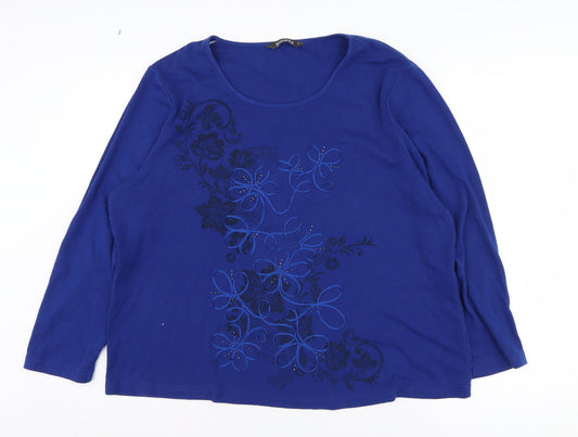 Bonmarche Women's Blue Long Sleeve Floral Top