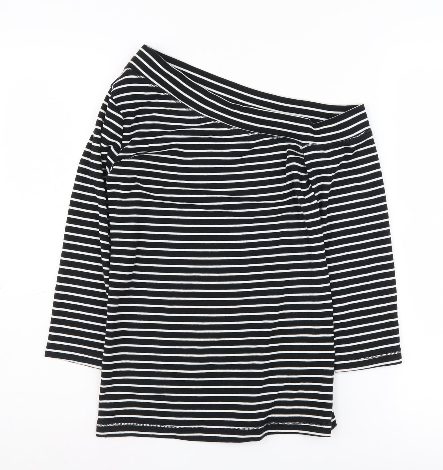 H&M Women's Striped Off-Shoulder Top, Black, Size 12