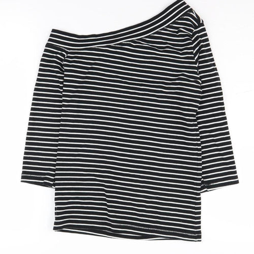 H&M Women's Striped Off-Shoulder Top, Black, Size 12