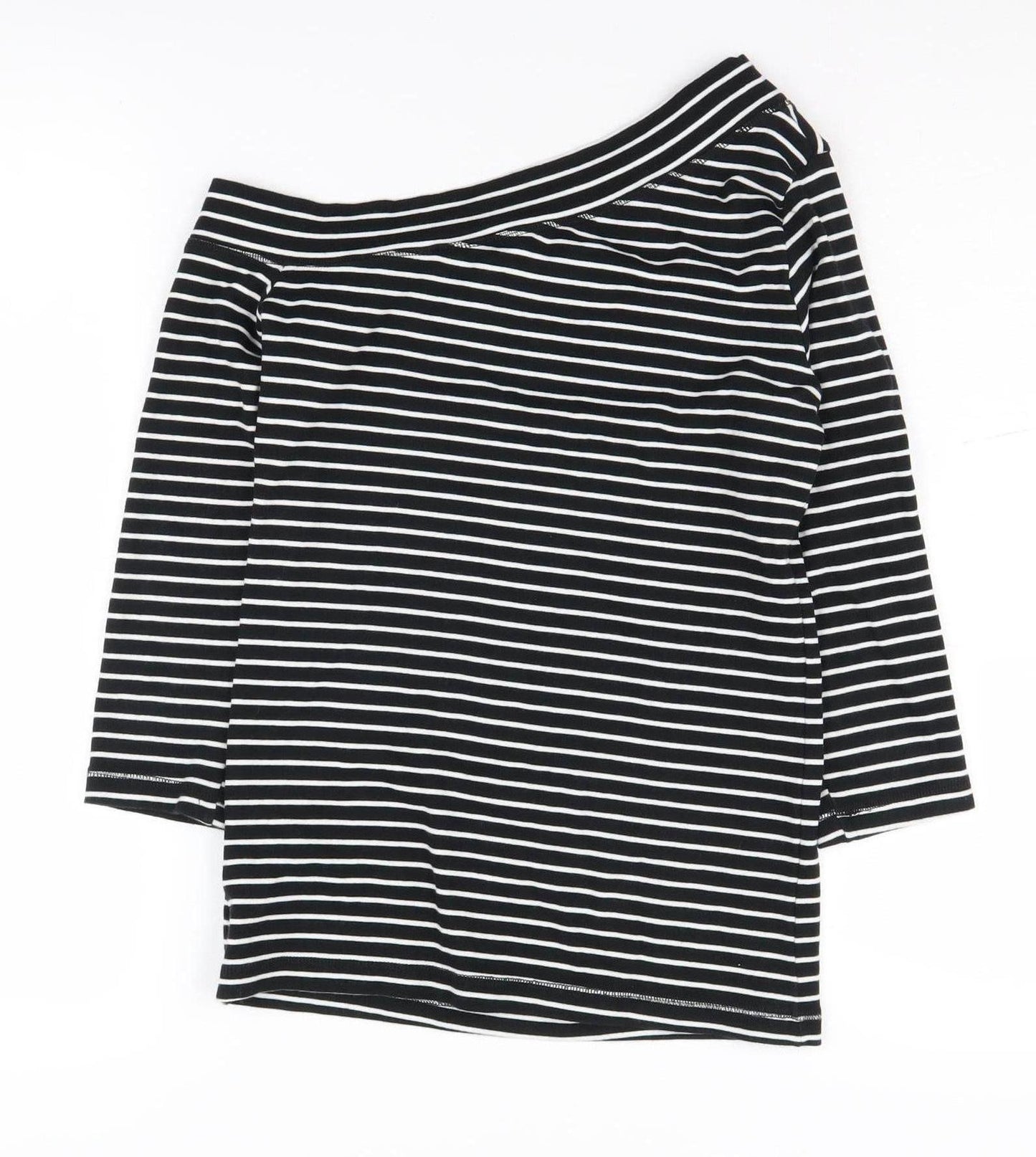 H&M Women's Striped Off-Shoulder Top, Black, Size 12