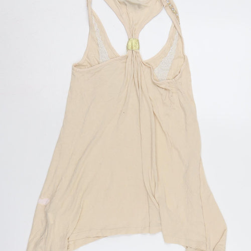 River Island Women's Beige Beaded Tank Top Size 8
