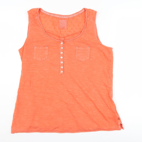 White Stuff Orange Women's Tank Top Size 14 - Casual Cotton