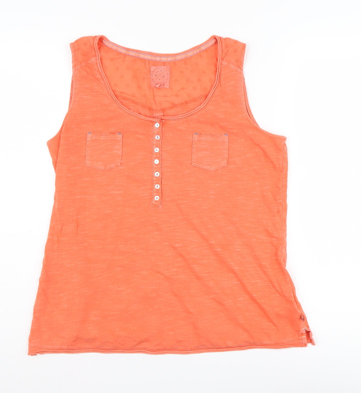 White Stuff Orange Women's Tank Top Size 14 - Casual Cotton