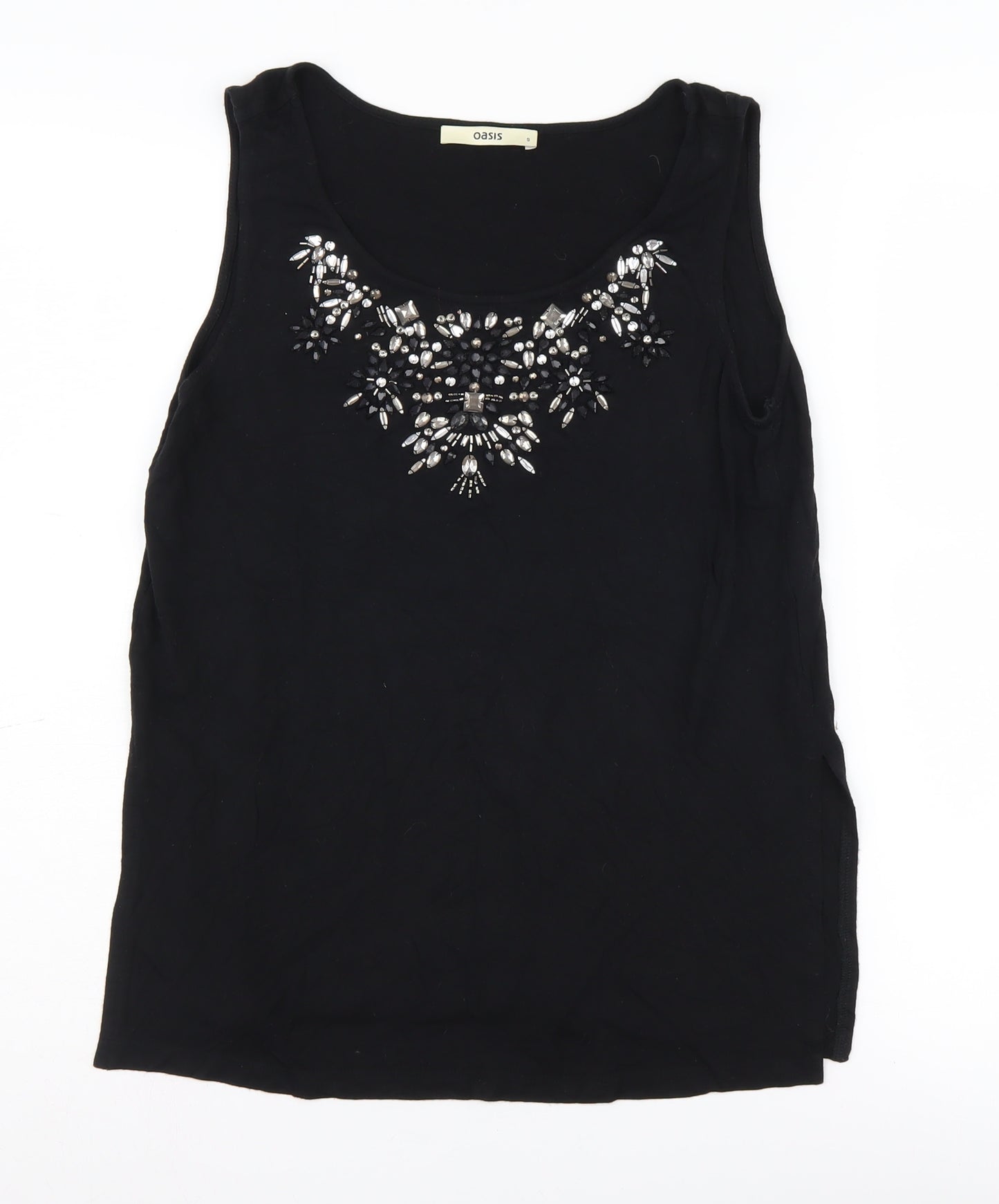 Oasis Women's Black Embroidered Tank Top, Size S