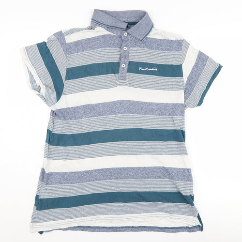 Pierre Cardin Men's Blue Striped Polo Shirt L