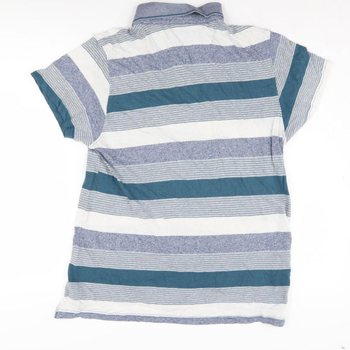 Pierre Cardin Men's Blue Striped Polo Shirt L