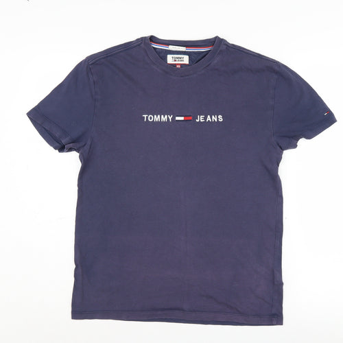 Tommy Jeans Men's Blue XS T-Shirt Crew Neck Logo Solid