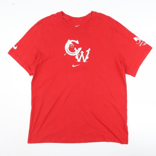 Nike Men's Red Regular Fit Cotton Short Sleeve T-Shirt