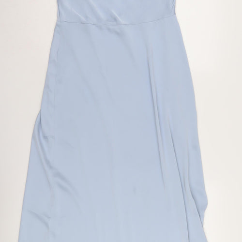 VILA Women's Blue Slip Dress UK 14 Summer Midi