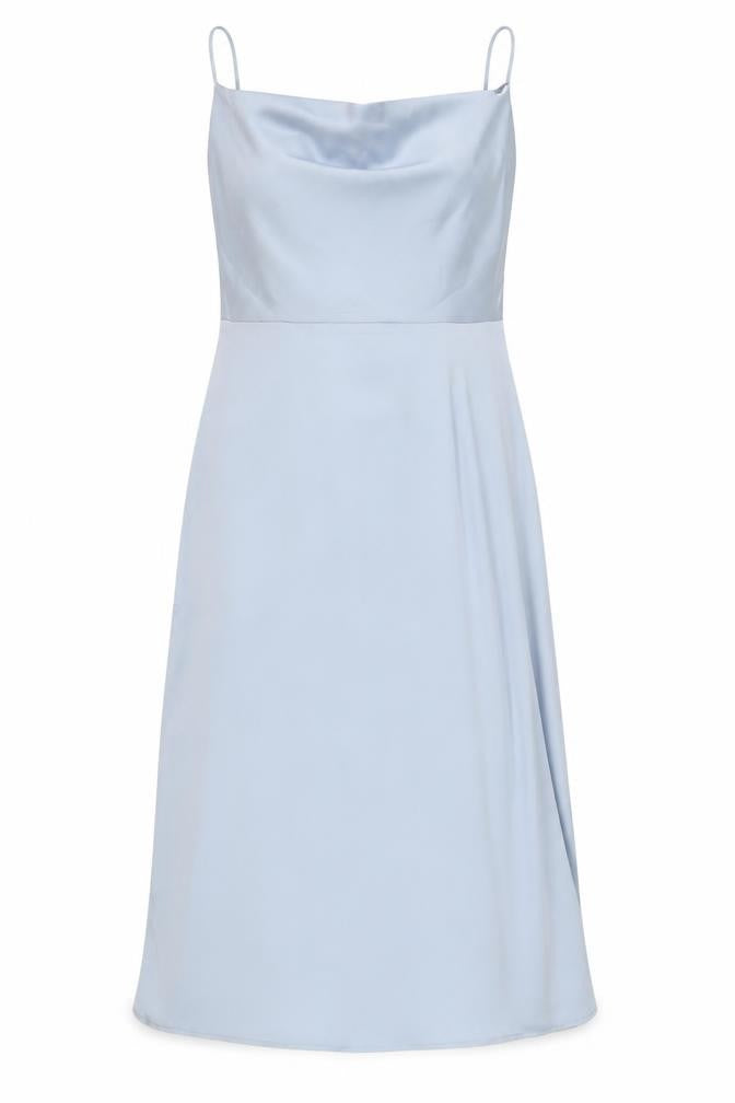VILA Women's Blue Slip Dress UK 14 Summer Midi