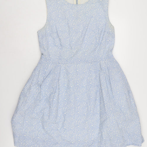 Gap Women's Blue Floral Fit & Flare Knee Length Dress