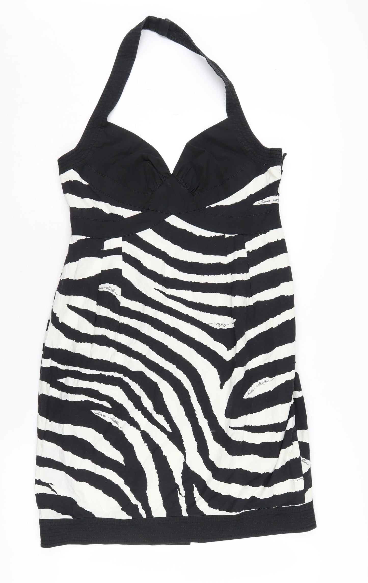 Karen Millen Women's Zebra Print Halter Dress, Size 14