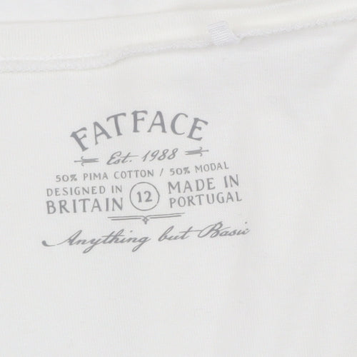 FatFace Women's White V-Neck T-Shirt Size 12