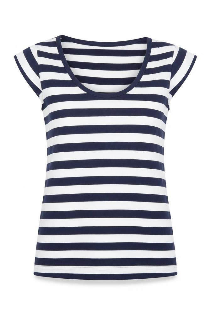Front view of French Connection Women's Striped T-Shirt - L