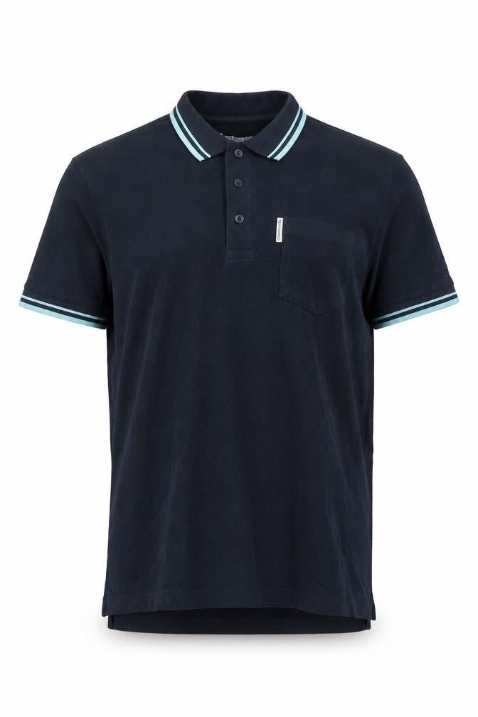 Front view of Lambretta Men's Blue Polo Shirt M Short Sleeve