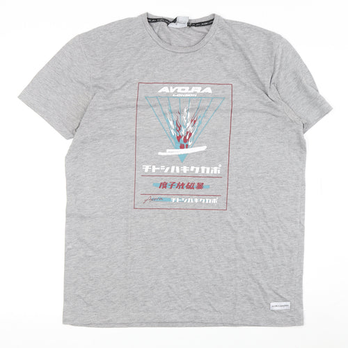 Avora London Men's Grey Anime Graphic T-Shirt, Size L