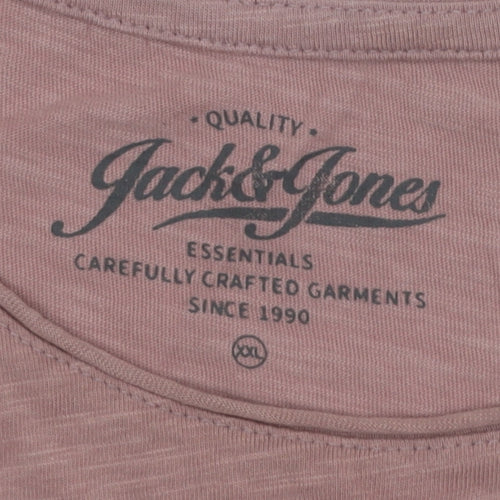 Jack & Jones Unisex Pink Basic T-Shirt, Size 2XL