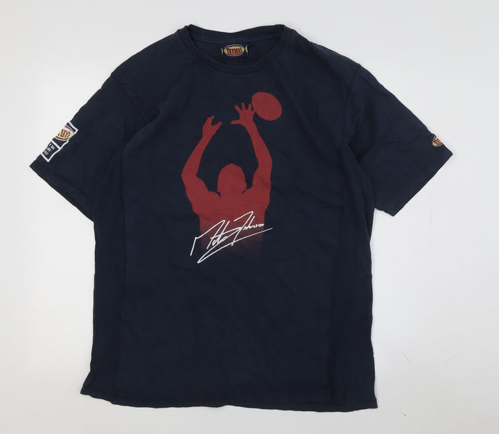 Tetley's Men's Blue Graphic T-Shirt L Vintage Crew Neck