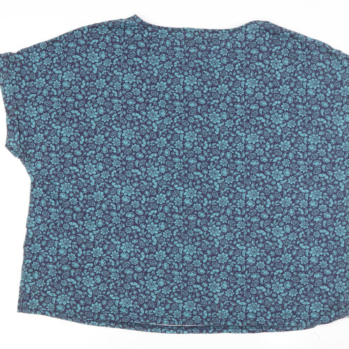Julipa Women’s Blue Floral Basic T-Shirt, Size 15