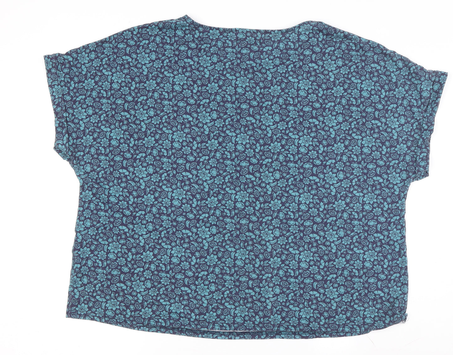 Julipa Women’s Blue Floral Basic T-Shirt, Size 15