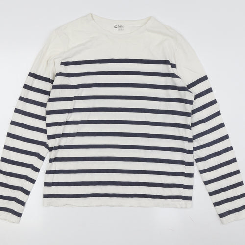 Laie Unisex White Striped Long Sleeve T-Shirt M