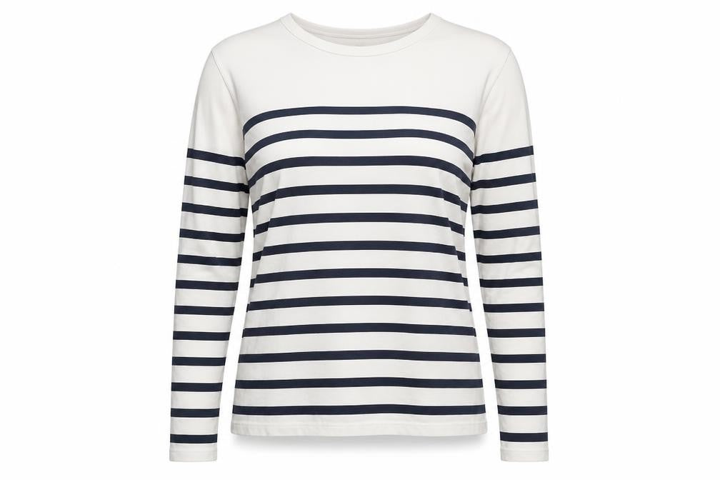 Laie Unisex White Striped Long Sleeve T-Shirt M