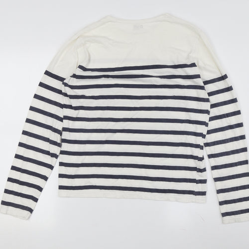 Laie Unisex White Striped Long Sleeve T-Shirt M