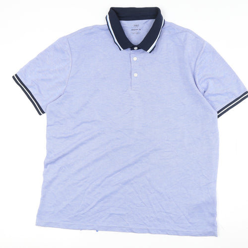 Marks and Spencer Men's Blue Polo Shirt L