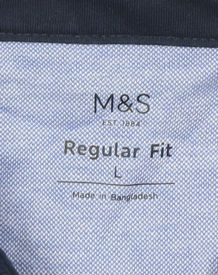 Marks and Spencer Men's Blue Polo Shirt L