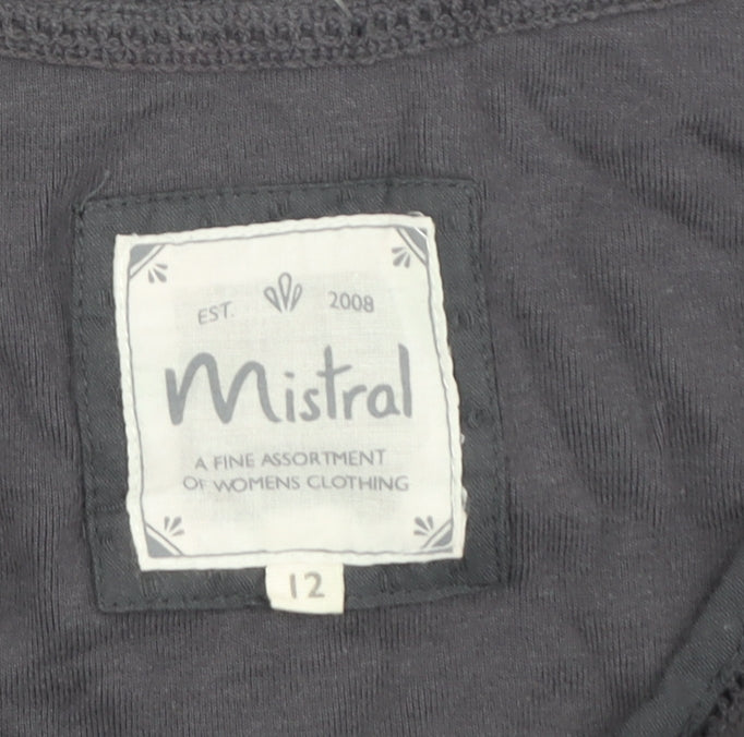 Mistral Women's Grey Henley T-Shirt, Size 12