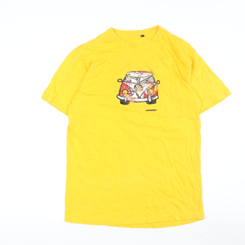 AZ VIP-ZONE Men's Yellow Transport Graphic L Cotton T-Shirt