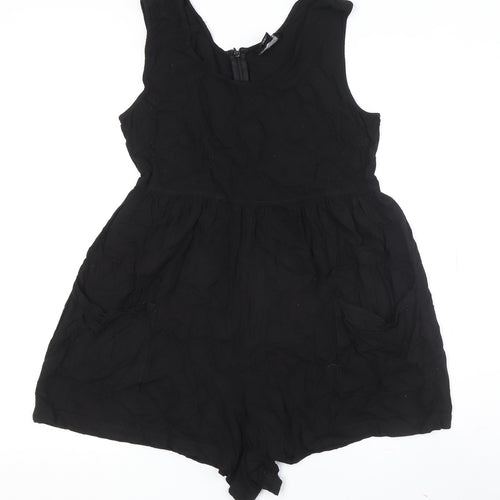 Angie Women's Black Playsuit Sleeveless Round Neck Size S