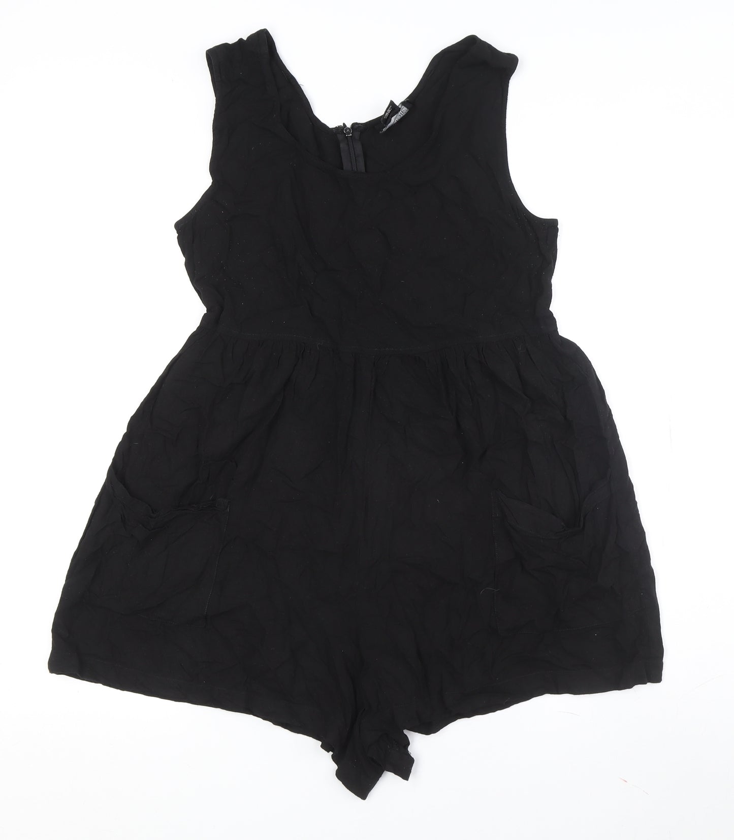 Angie Women's Black Playsuit Sleeveless Round Neck Size S