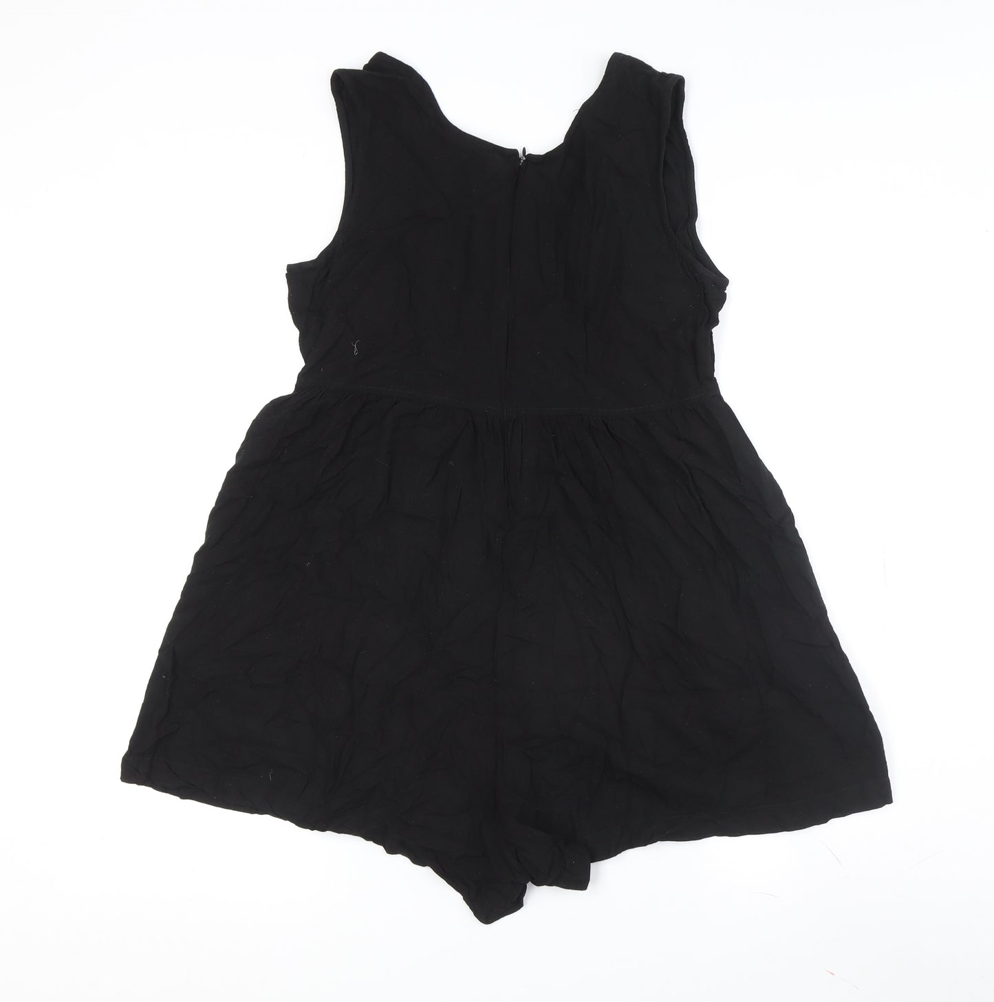 Angie Women's Black Playsuit Sleeveless Round Neck Size S
