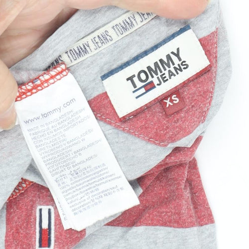 Tommy Jeans Men's XS Red Striped Crew Neck T-Shirt