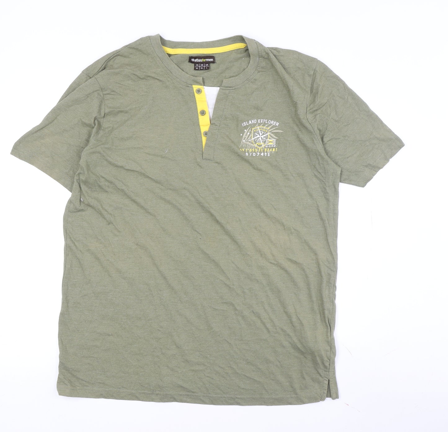 atlasformen Green Men's Henley T-Shirt L - Casual Style