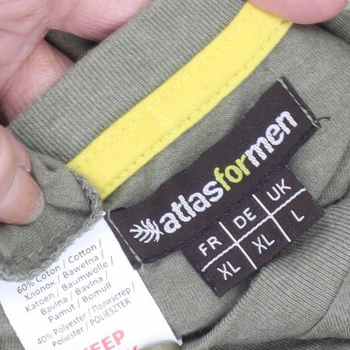 atlasformen Green Men's Henley T-Shirt L - Casual Style