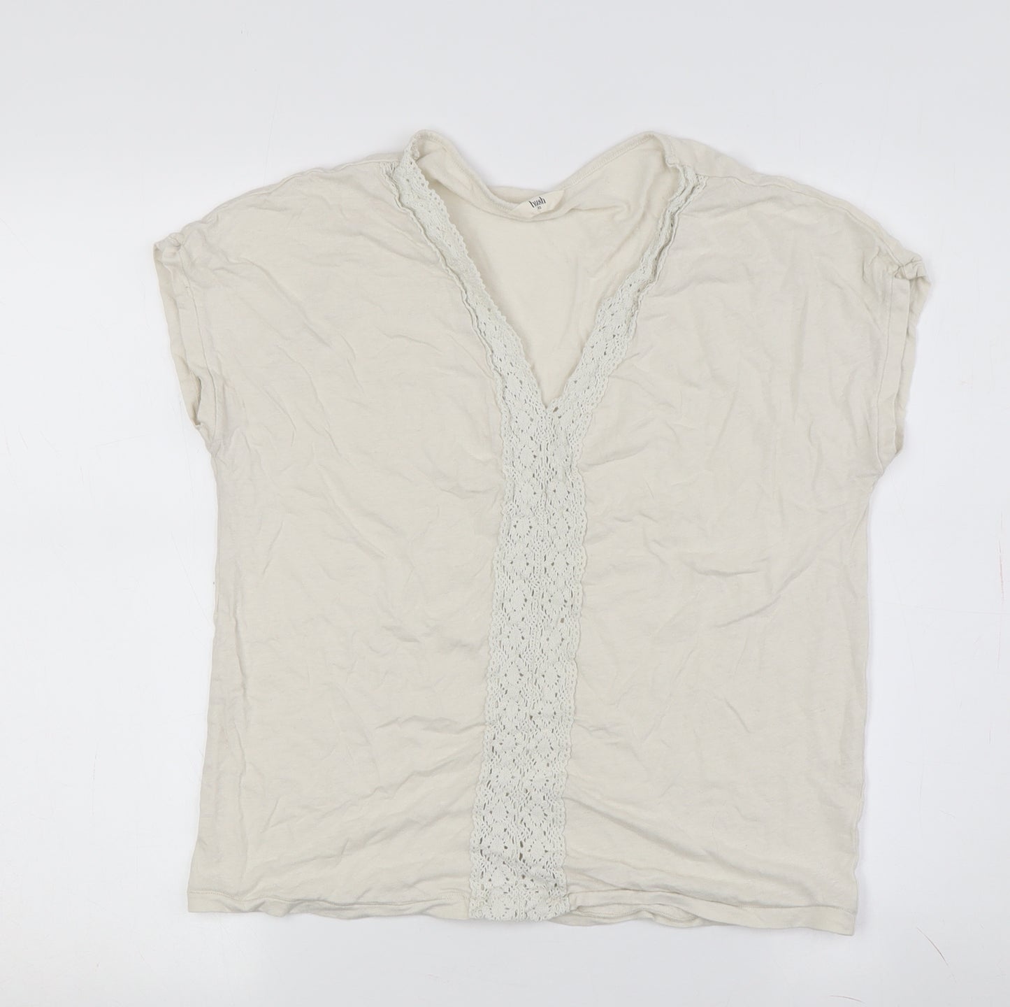 Hush Women's Beige V-Neck T-Shirt XS