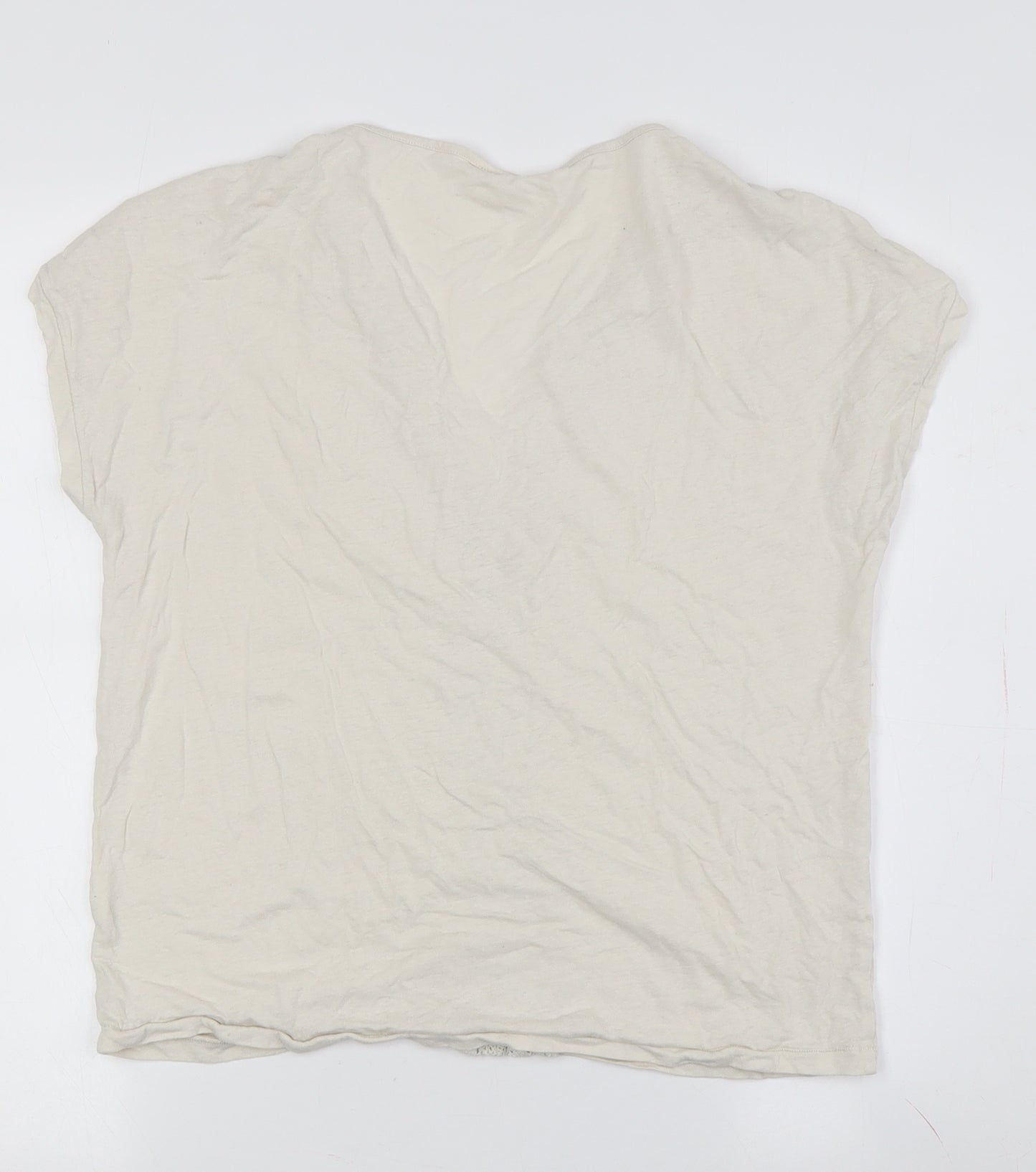 Hush Women's Beige V-Neck T-Shirt XS