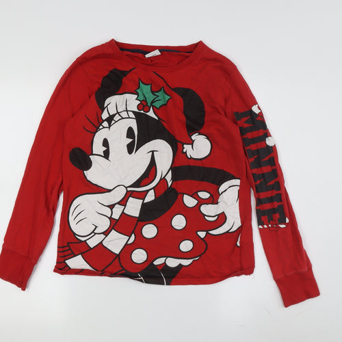Disney Women’s Red Minnie Mouse Long Sleeve T-Shirt, Size S