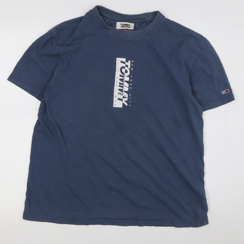 Tommy Jeans Men's Blue Graphic T-Shirt, M, Crew Neck