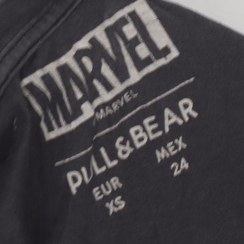 Marvel Black Unisex T-Shirt XS Comic Casual